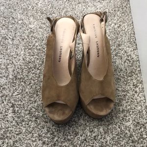 Suede tan heels